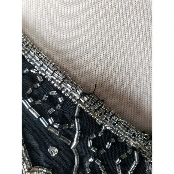 VTG Scala Womens L Beaded Y2K Camisole Top Fairy Whimsical Sequins Sparkly Black - Picture 9 of 9